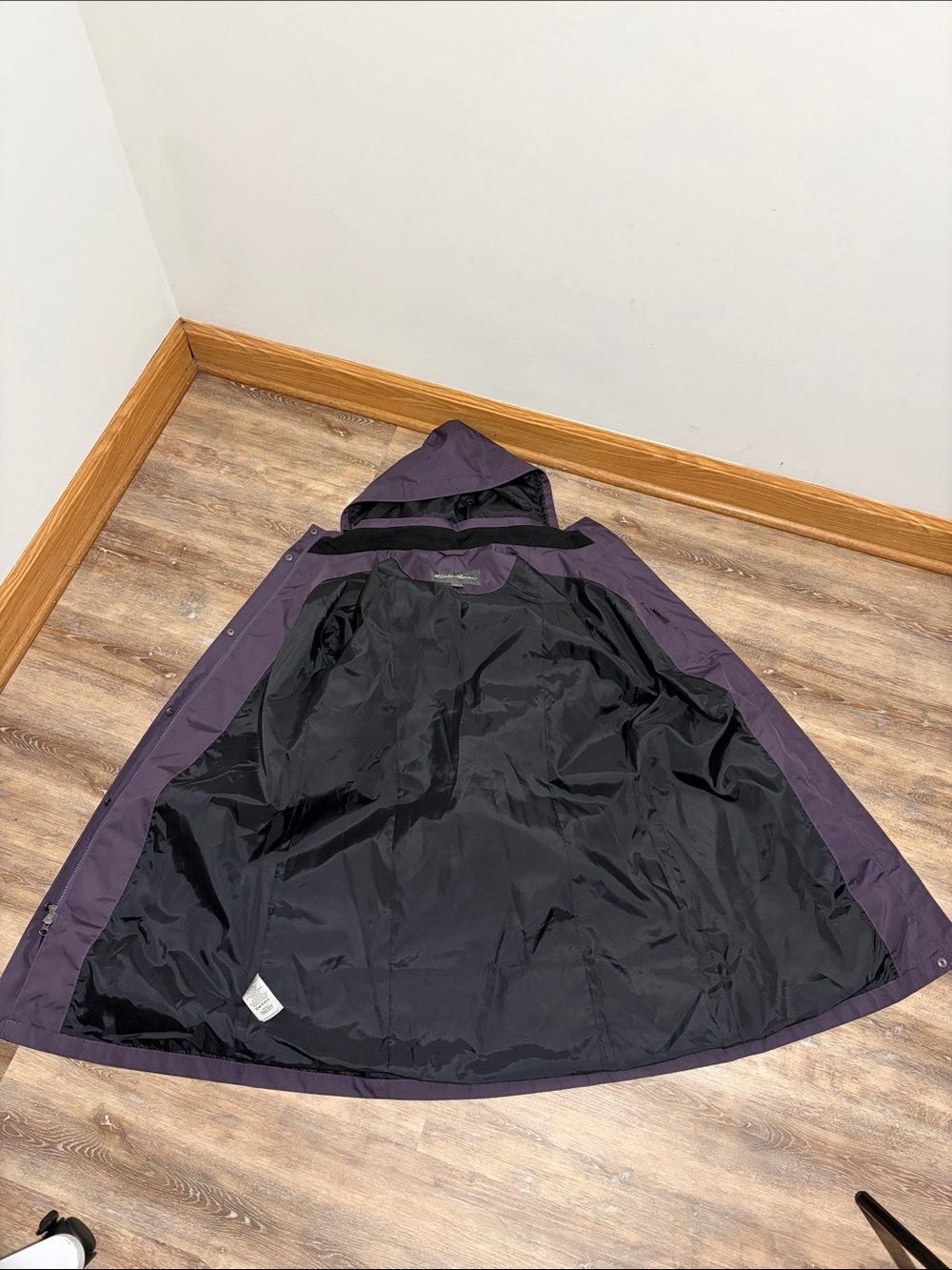 Eddie Bauer Women's Purple Trench Coat "Girl on the Go" Hooded Waterproof Size L - Picture 8 of 16